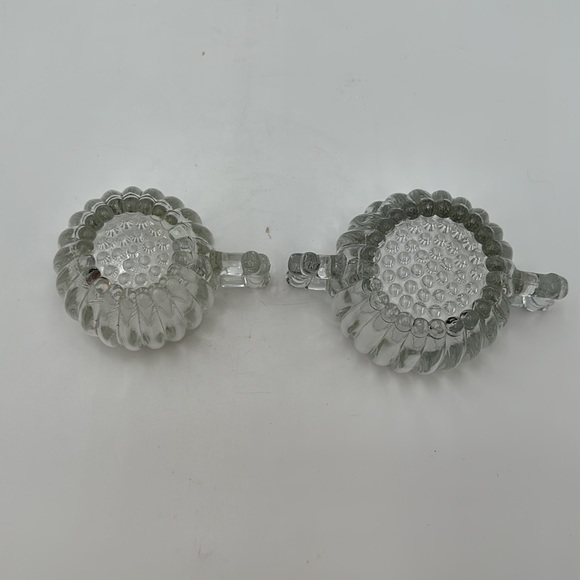 Jeannette Glass Clear Sugar Creamer Set Vintage Ribbed Hobnail Bottom - Picture 9 of 16